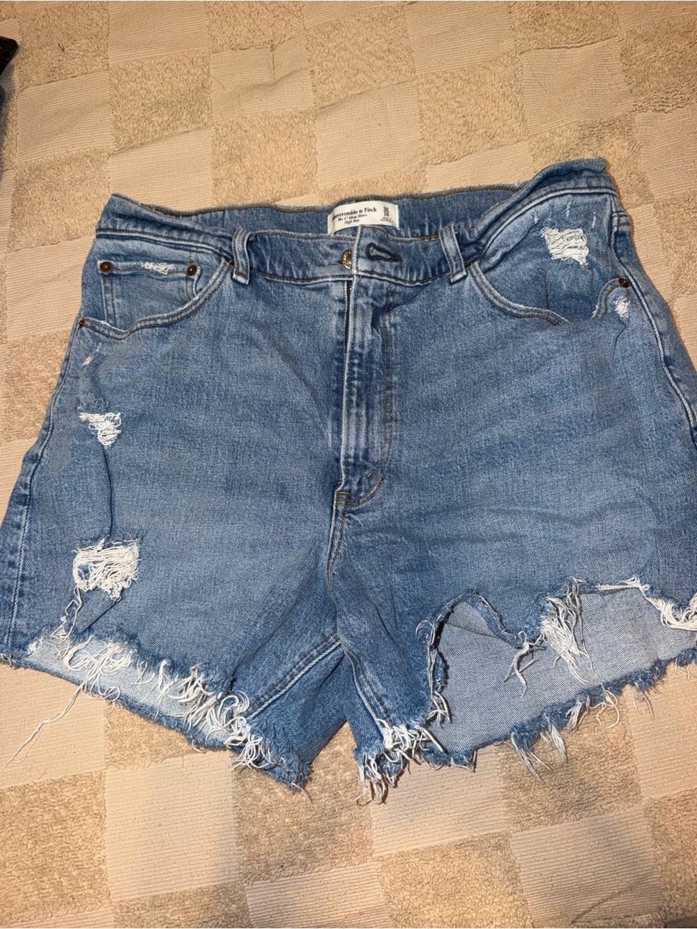 Abercrombie & Fitch Light Blue Distressed Denim Cutoff Shorts